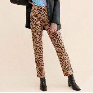 NWT Wrangler Wild West High-Rise Tiger Print Jeans, Free People Collab - Size 27